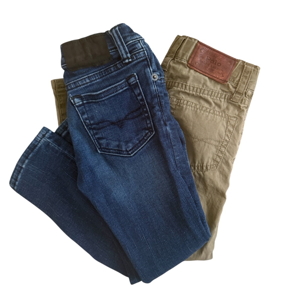 Boys 4T polo Ralph Lauren pant bundle olive green and denim